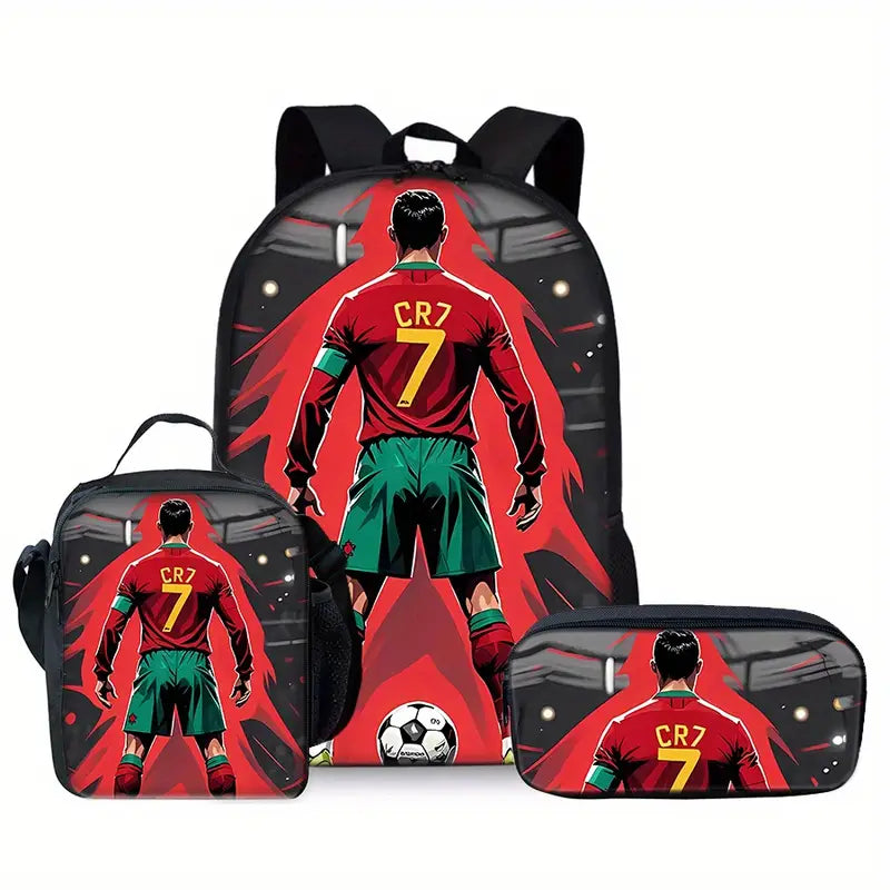 Ronaldo τσάντα σχολείου red (τριπλό σετ)