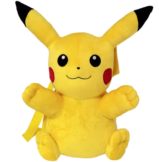 Λούτρινη τσάντα πλάτης Pokémon Pikachu, κίτρινο με κόκκινα μάγουλα, μπροστινή όψη
