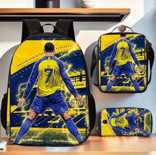 Ronaldo σχολική τσάντα (σετ 3τμχ) κίτρινη
