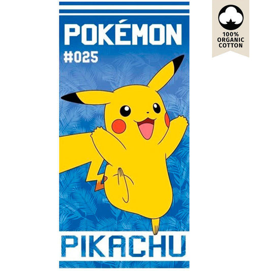 Πετσέτα Θαλάσσης Pokémon Pikachu #025 σε μπλε φόντο με λευκή και μπλε γραφή
