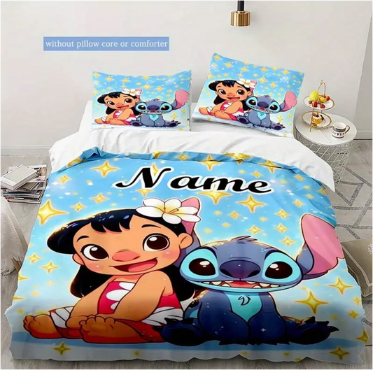 Stitch Σετ  παπλωματο θήκη με όνομα επιλογής