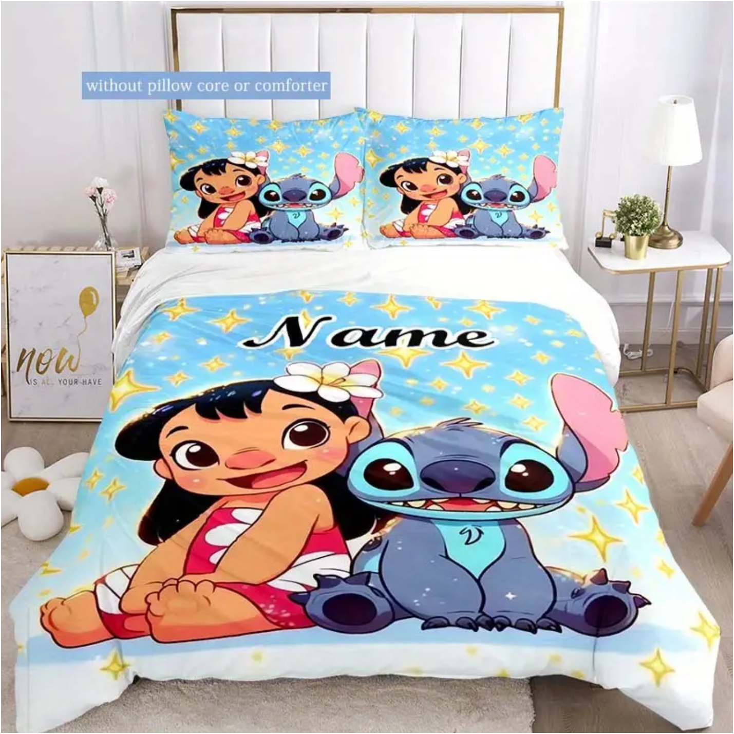Stitch Σετ  παπλωματο θήκη με όνομα επιλογής