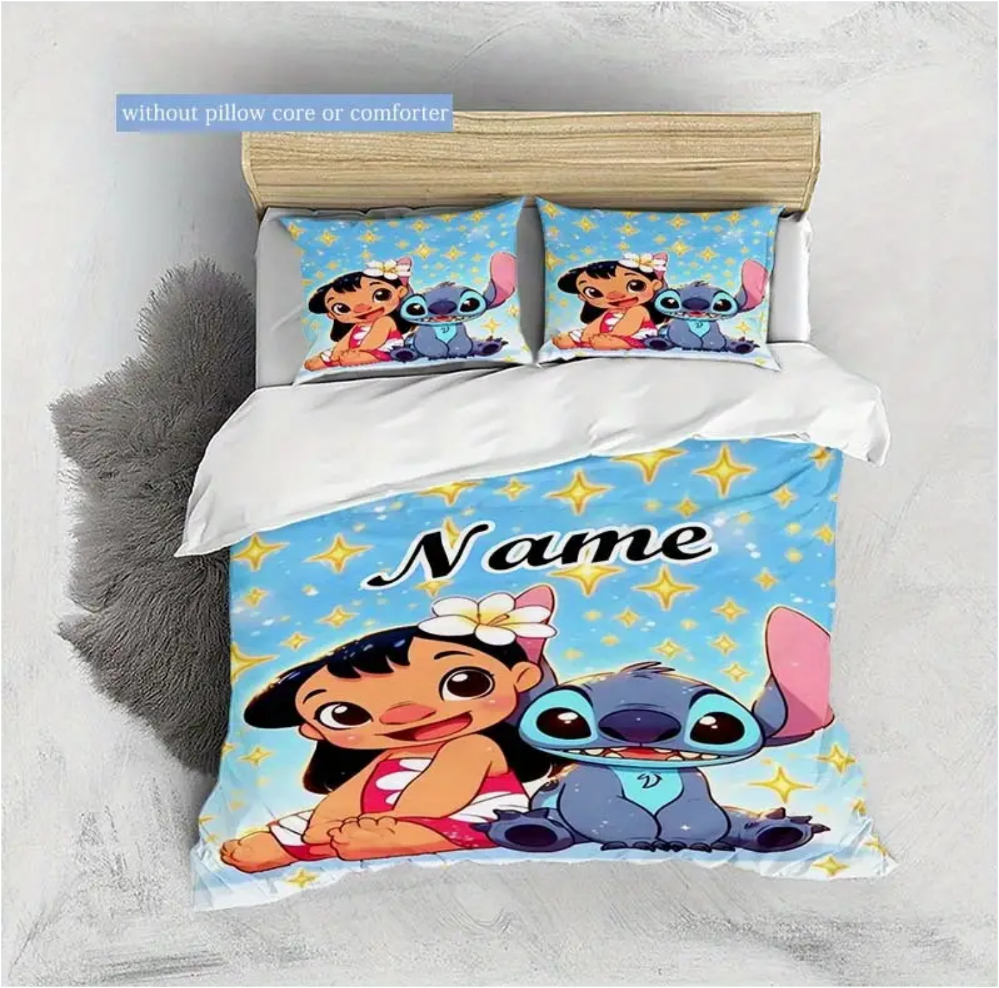 Stitch Σετ  παπλωματο θήκη με όνομα επιλογής