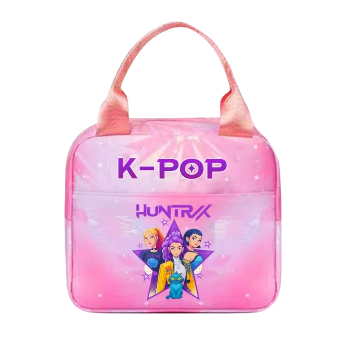 Huntryx K-POP ισοθερμικό τσαντάκι φαγητού ροζ 18x23x10cm με K-POP Huntryx print
