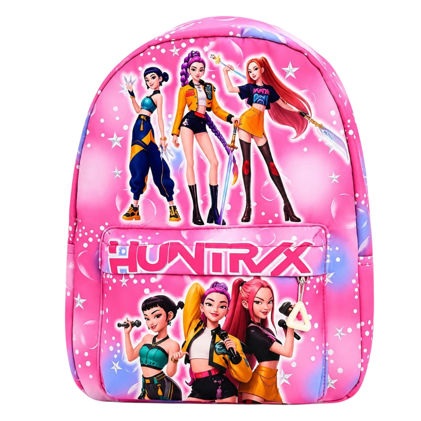 Ροζ σακίδιο πλάτης Kpop Demon Hunters galaxy print μπροστινή όψη