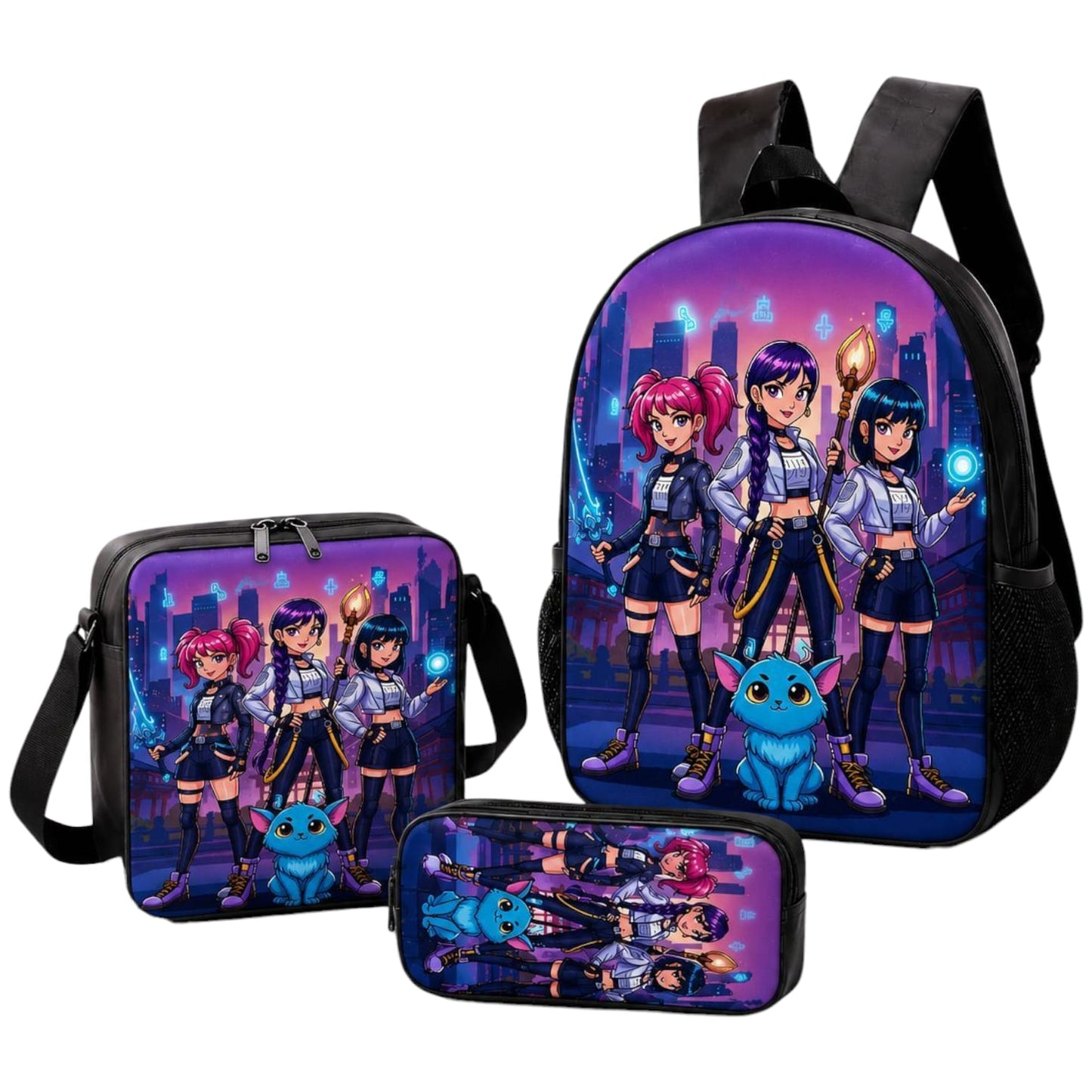 Σχολικό σετ 3 τεμαχίων Kpop Demon Hunters με neon galaxy print