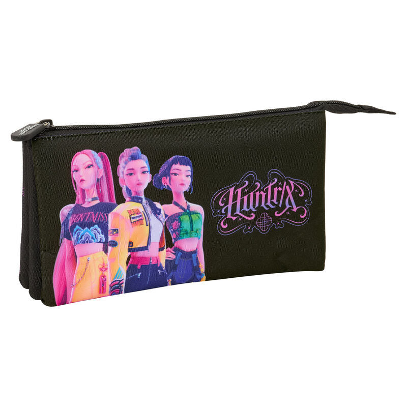 KPop Demon Hunters Huntrix κασετίνα μαύρη χαρακτήρες μπροστά