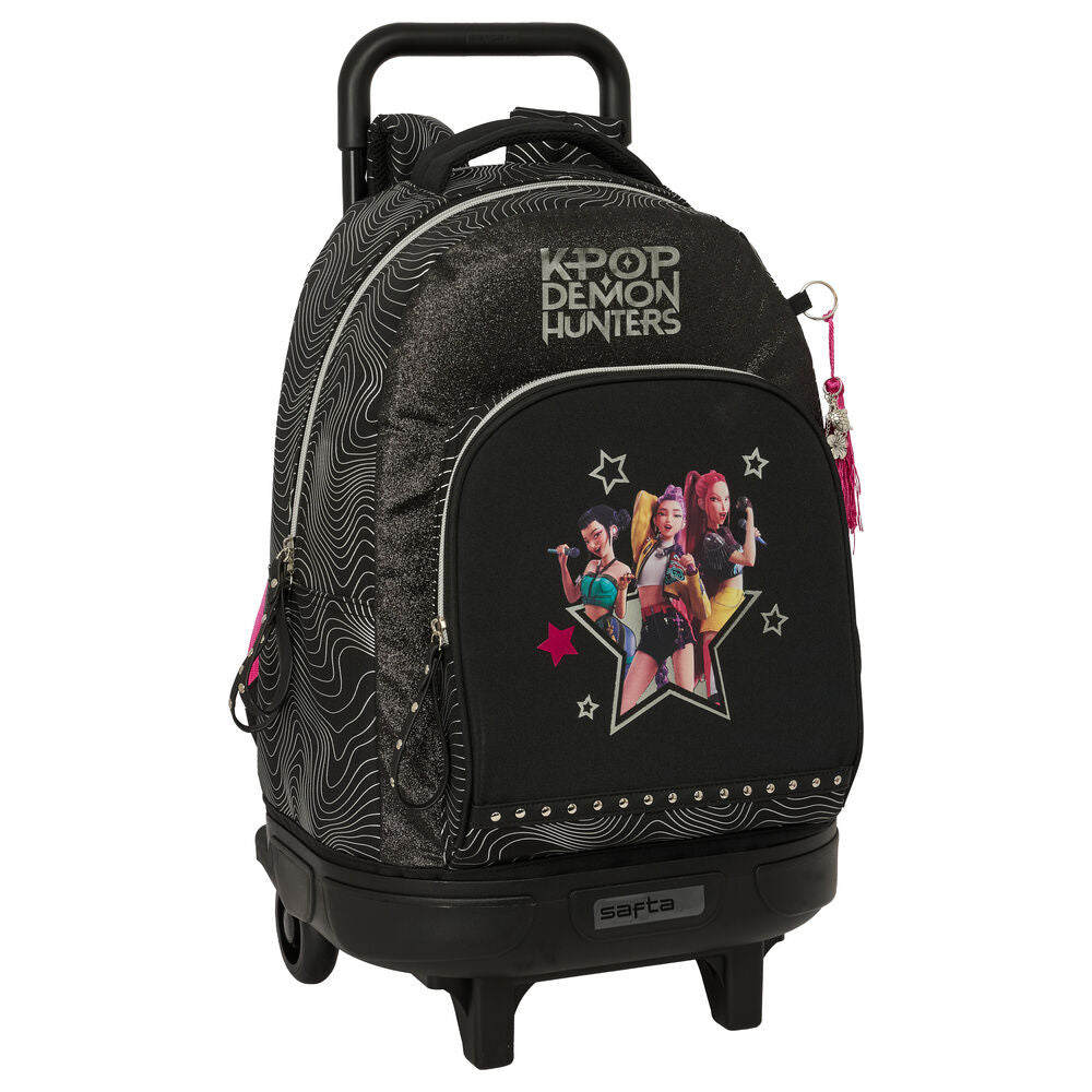 K-Pop Demon Hunters σχολικό trolley μαύρο ροζ, μπροστινή όψη
