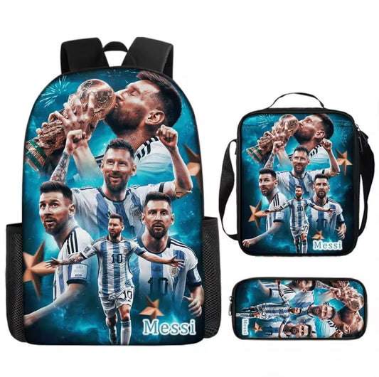 Messi σχολική τσάντα σετ 3 τεμ. Argentina trophy print σακίδιο lunch box κασετίνα