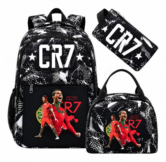 Ronaldo σετ σακίδιο lunch box κασετίνα πλήρες σετ μαύρη