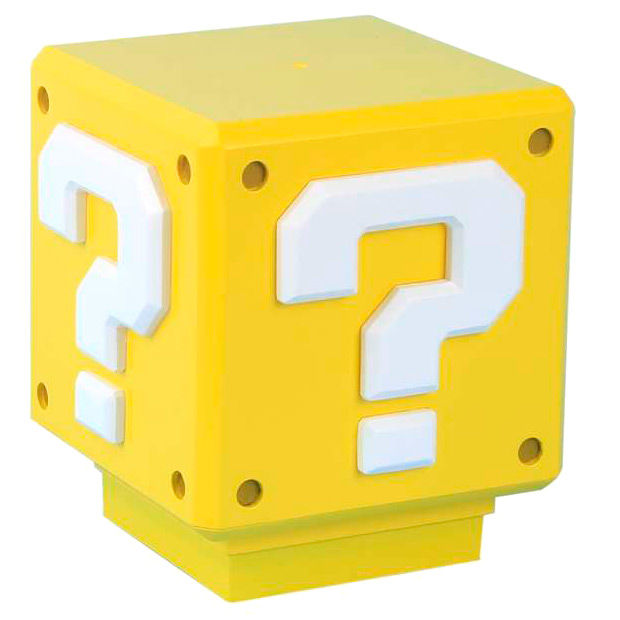 Super Mario Mini Question Block φωτιστικό σβηστό, κίτρινο λευκό